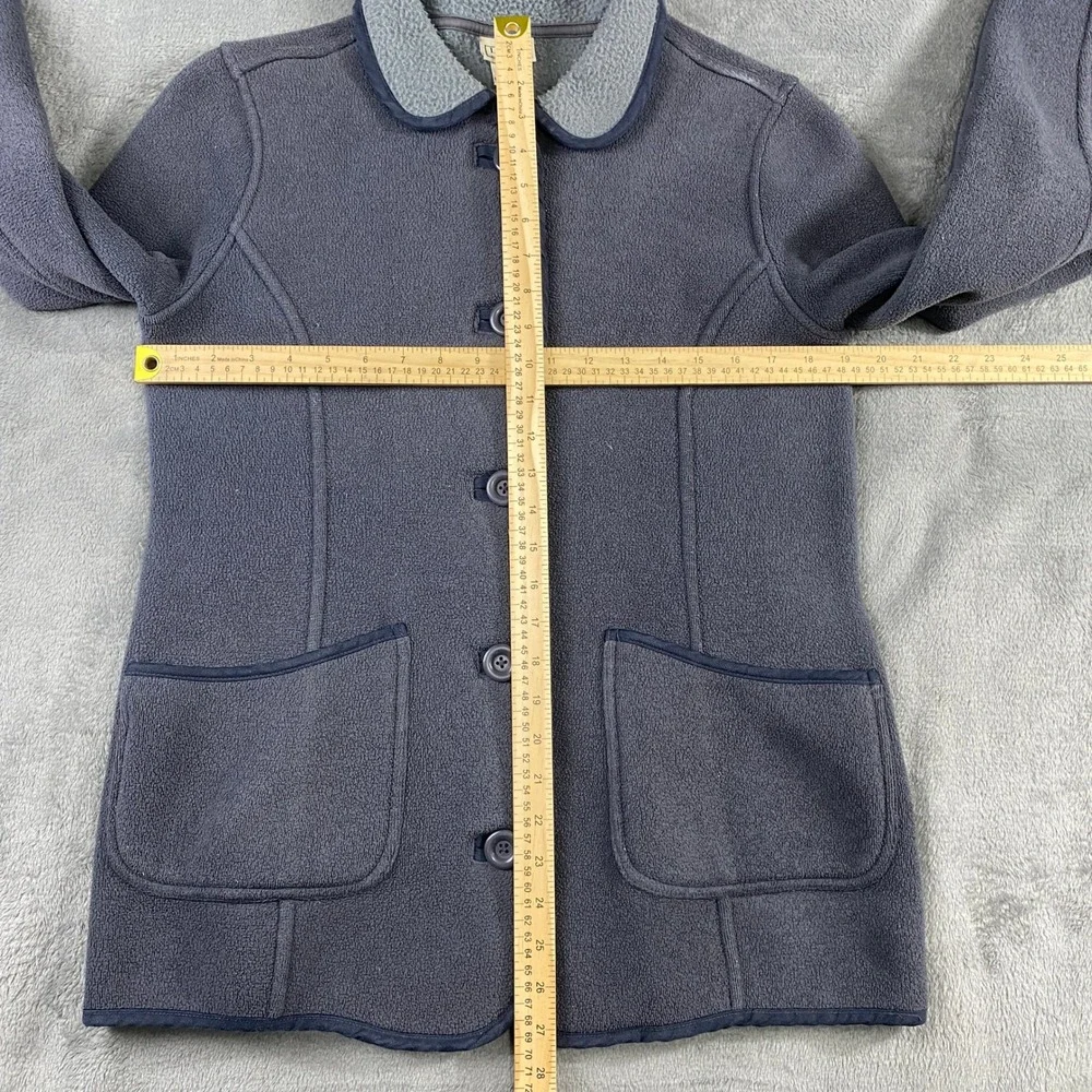 Vtg‎ LL Bean Jacket Womens SM Fleece Peter Pan Collar Pockets Button Front